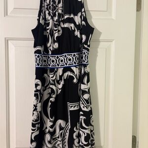 White House Black Market Black and White Midi Dress